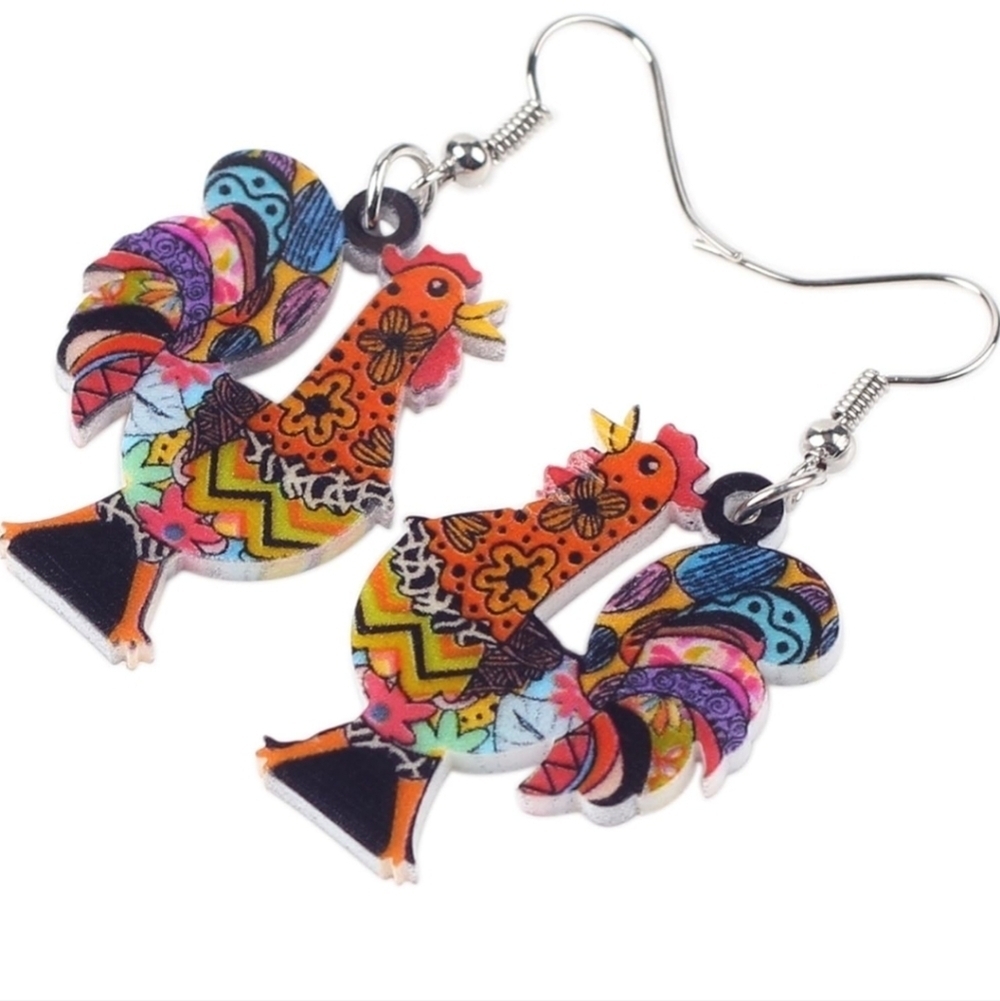 Colorful Rooster Earrings